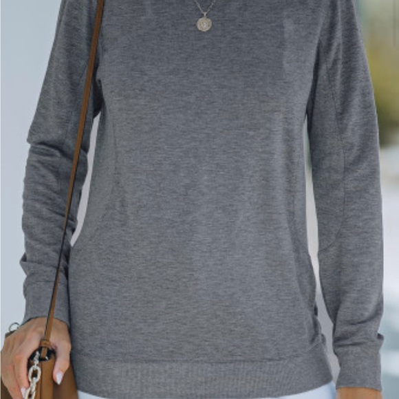 Grey Fleece Pullover Sweatshirt - Picture 4 of 11